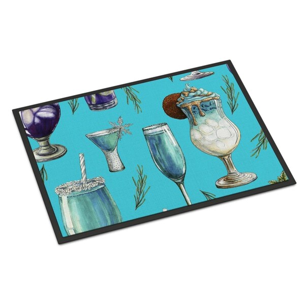 Jensendistributionservices Drinks & Cocktails Blue Indoor or Outdoor Mat, 18 x 27 in. MI2550702 - main
